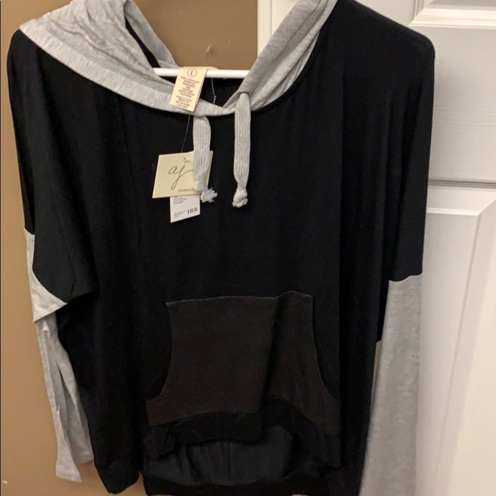Sweater with Leather front pocket